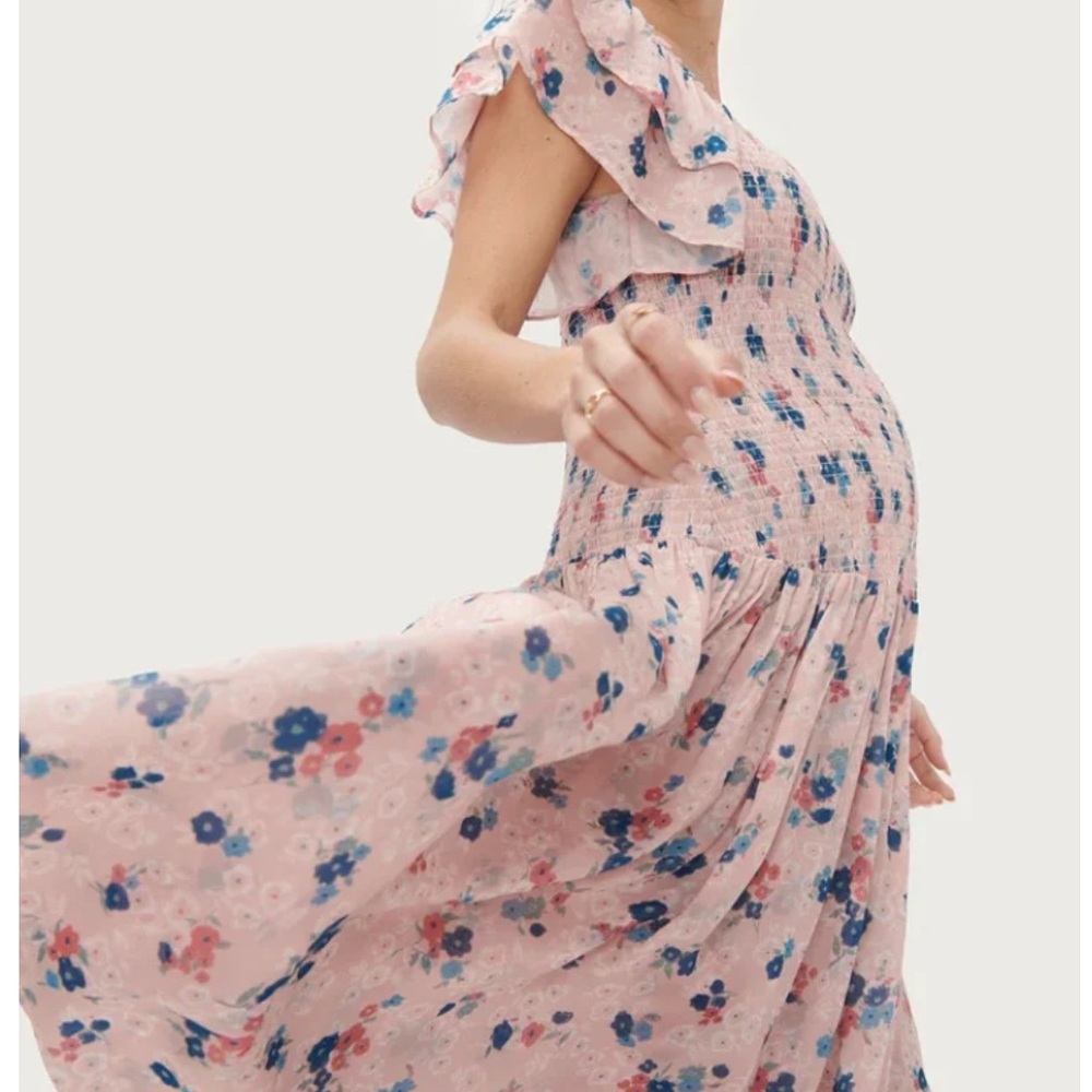 Hatch Maternity Floral Dress in Pink and Blue